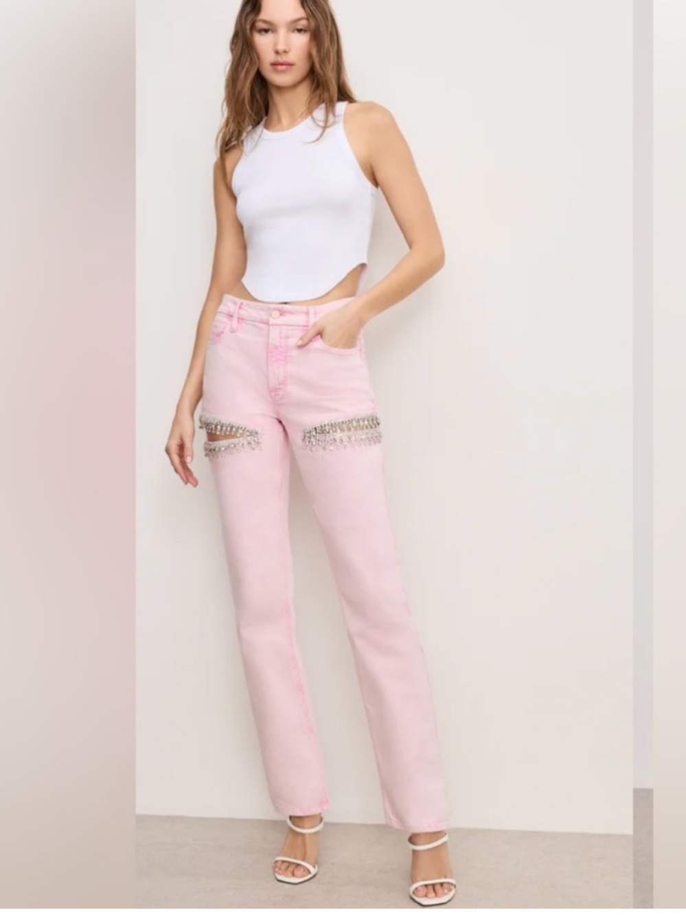 Good American Good Icon Straight Diamond Cutout Jeans Women’s size 8/29